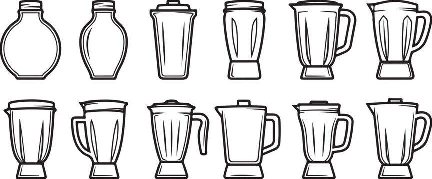 Vector collection of antique glass lamps and vases with flames Vector
