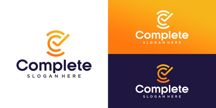 Complete Letter C Logo Template: Creative Initial Monogram with Check Mark Symbol for Financial, Quality Assurance, or Corporate Business Success