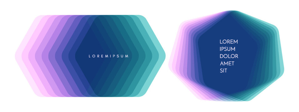 Geometric hexagonal shape isolated on a white background. Offset and overlapping cut layers. Semi-transparent element. Template for an event or conference invitation. Vector illusration for design.