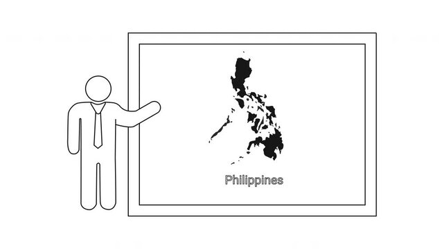 Presentation of Philippines Map by a Business Person.