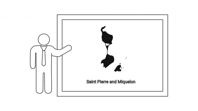 Presentation of Saint Pierre and Miquelon map with a presenter.
