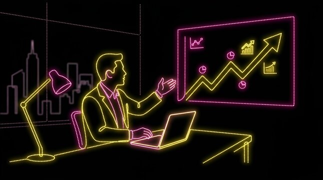 Business leader presenting optimistic financial growth trends