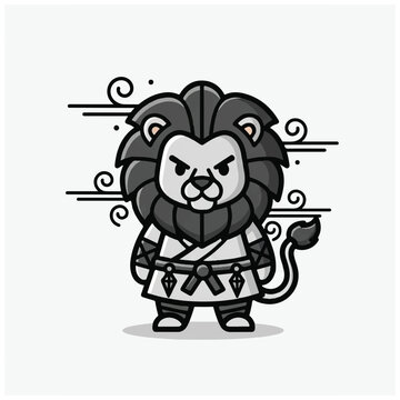 Cartoon lion character with angry expression.