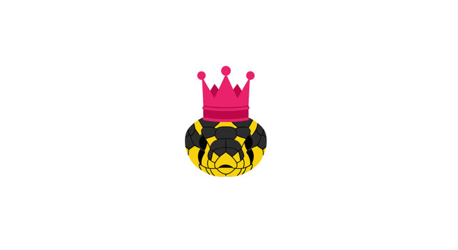 Royal Snake Head Portrait with Pink Crown on White Background