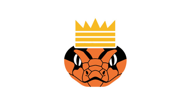 Orange Snake Head Mascot Wearing Gold Crown