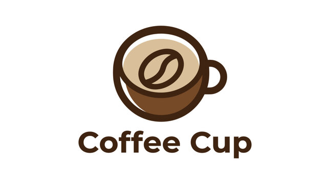 Simple Coffee Cup Logo Design with Bean.