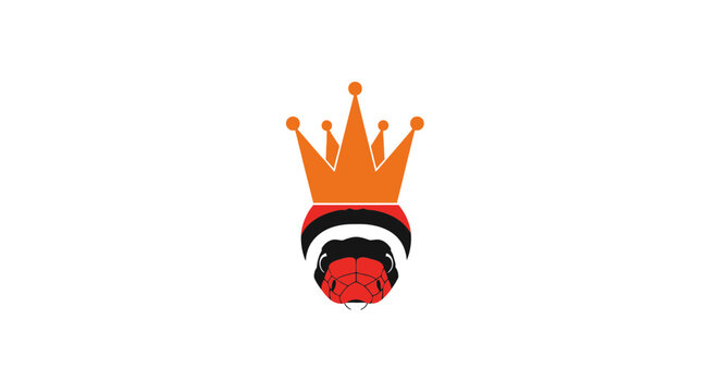 Stylized Snake King Mascot Logo with Crown on White Background