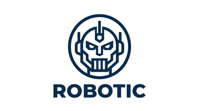 Robotic Head Logo Design with Futuristic Robot Face.