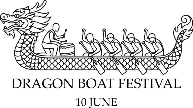 Dragon Boat Festival dragon boat with drummer and rowers
