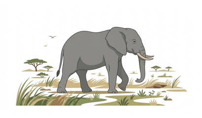 African elephant wildlife flat vector illustration isolated safari nature concept © MdToufik