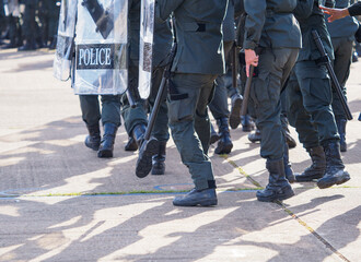 Fototapeta premium Riot police training annual review 