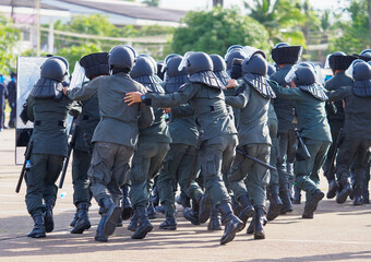 Fototapeta premium Riot police training annual review 