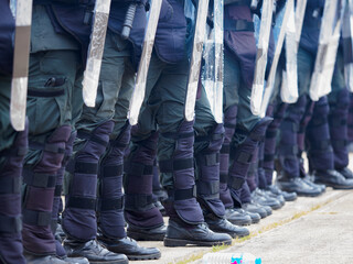 Fototapeta premium Riot police training annual review 