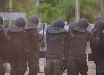 Fototapeta premium Riot police training annual review 