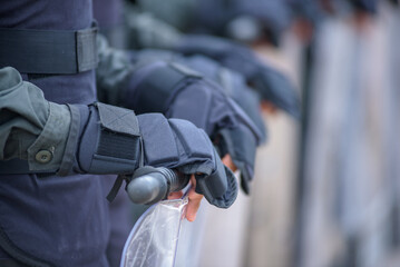 Fototapeta premium Riot police training annual review 
