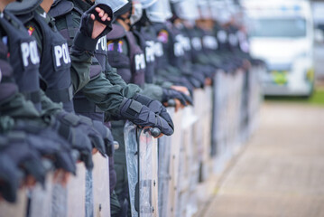 Fototapeta premium Riot police training annual review 