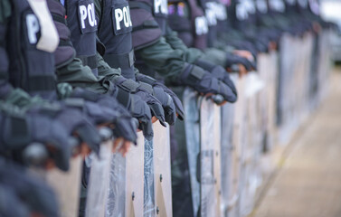 Fototapeta premium Riot police training annual review 