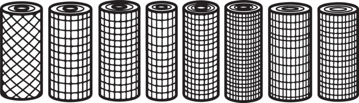 Set of 8 wireframe basket weave pattern coffee cups Vector