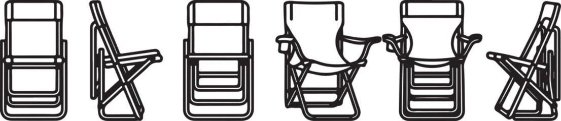 Set of black metal folding chairs for events and venues Vector © Sazid