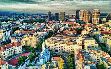 Obraz premium Aerial view of Bratislava city skyline on a summer afternoon, Slovakia
