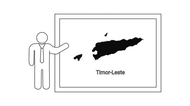 Presentation of Timor Leste Map with Person Indicating.