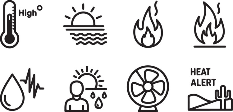 Thermometer showing high temperature heat alert vector icon Vector