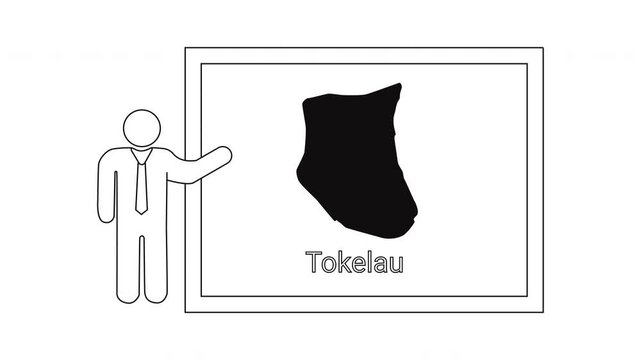 Presentation of Tokelau map with a person pointing to it.