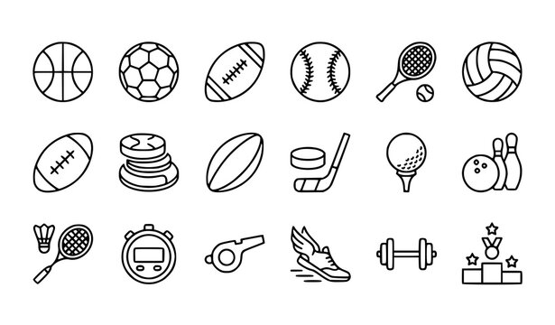 Sports balls icon bundle editable stroke vector illustration set