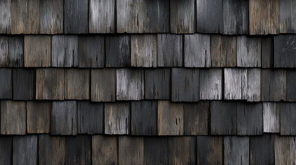 Fototapeta premium Cedar shake with weathered patina in brown and charcoal