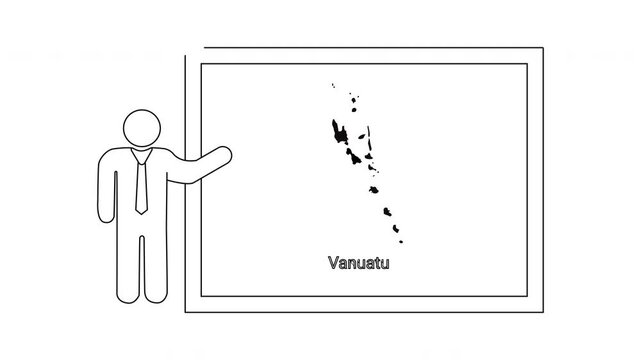Presentation of Vanuatu Map by a Business Person Icon.
