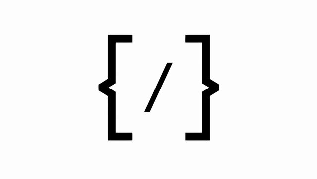 Minimalist Coding Icon with Braces and Slash Vector Illustration