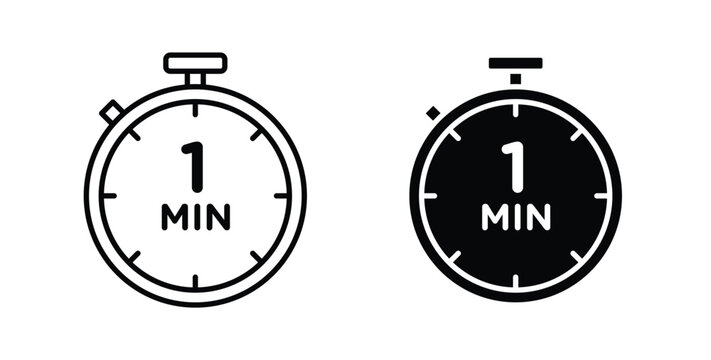 1 minute icon vector art set