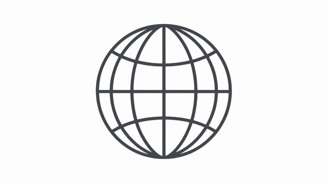 Minimalist Globe Outline Icon Vector for Web and UI Design