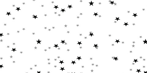 Obraz premium Black stars confetti background vector illustration. Stylish scattered starry elements pattern isolated on transparent.