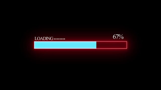 Animation loading bar on blue screen technology futuristic. Loading bar and progress loading Complete, buffering waiting loading bar Loading Status bar Transfer black background