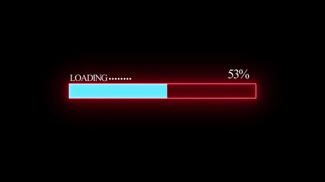 Animation loading bar on blue screen technology futuristic. Loading bar and progress loading Complete, buffering waiting loading bar Loading Status bar Transfer black background