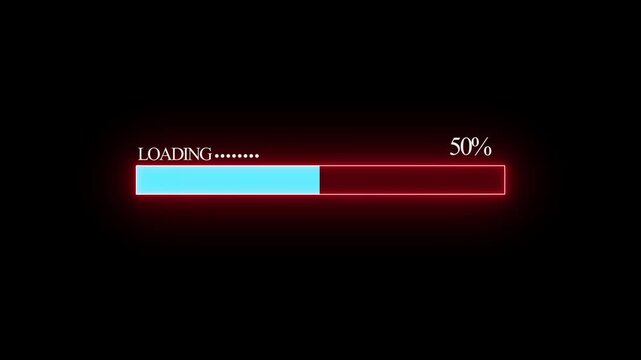 Animation loading bar on blue screen technology futuristic. Loading bar and progress loading Complete, buffering waiting loading bar Loading Status bar Transfer black background