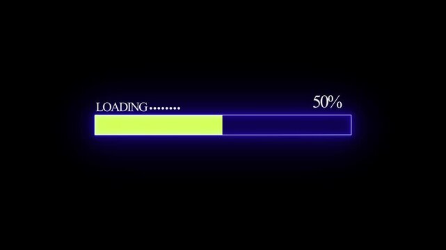 Animation loading bar on blue screen technology futuristic. Loading bar and progress loading Complete, buffering waiting loading bar Loading Status bar Transfer black background