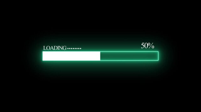 Animation loading bar on blue screen technology futuristic. Loading bar and progress loading Complete, buffering waiting loading bar Loading Status bar Transfer black background