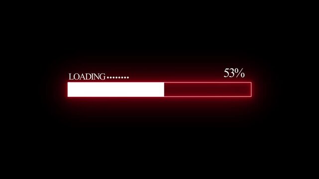 Animation loading bar on blue screen technology futuristic. Loading bar and progress loading Complete, buffering waiting loading bar Loading Status bar Transfer black background