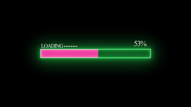 Animation loading bar on blue screen technology futuristic. Loading bar and progress loading Complete, buffering waiting loading bar Loading Status bar Transfer black background