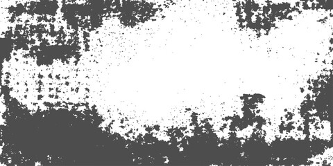 Obraz premium Abstract black ink grunge texture background with a dirty paint splatter border frame and floral vector illustration design