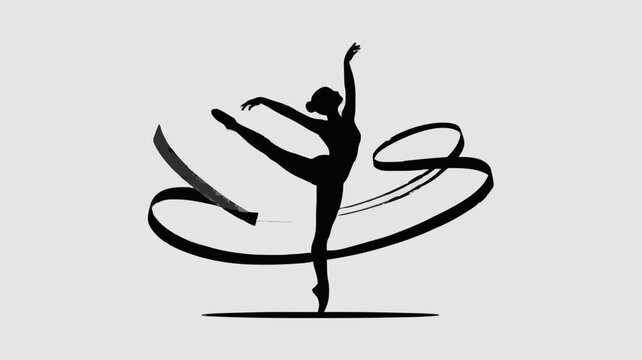Elegant Ballet Dancer Silhouette Performing Graceful Pose Vector Illustration