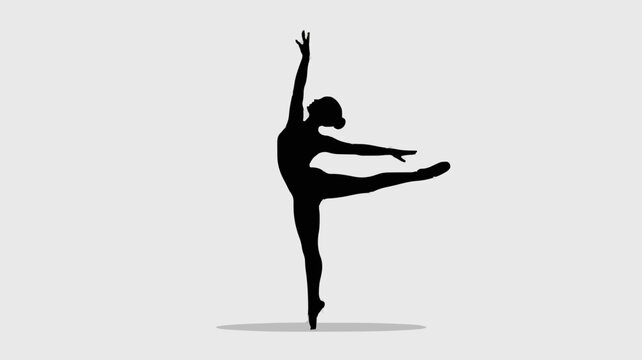 Elegant Ballet Dancer Silhouette Performing Graceful Pose Vector Illustration