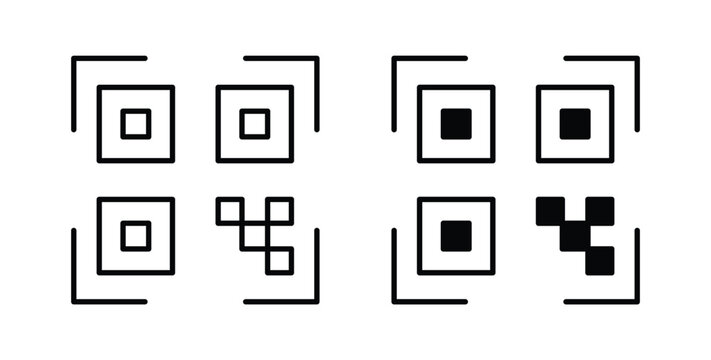 QR code icon vector art set