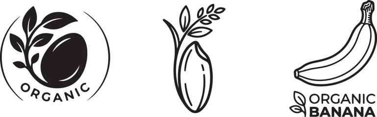 Organic fruit and banana icons © Mst. Taslima Akhter