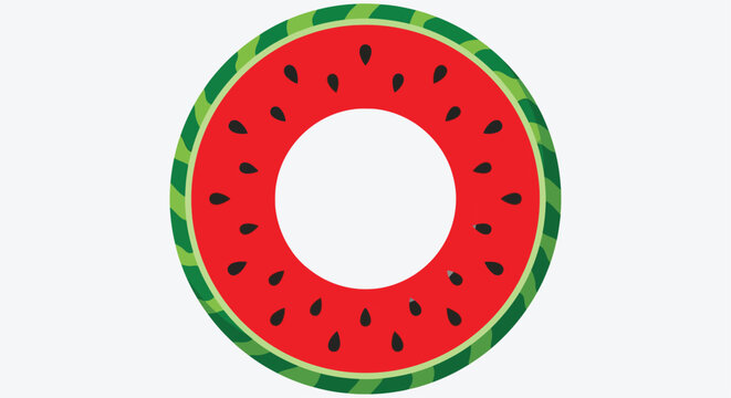 Watermelon slice illustration vibrant red and green isolated on white