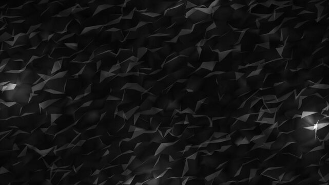 black color sharp polygonal shapes with glowing small moving lights modern design loopable geometrical background