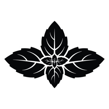 Minimalist Black Basil Leaf Logo Icon