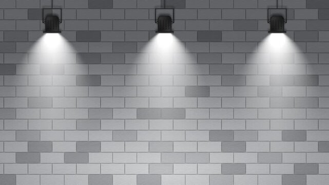 Animated 3 Spotlights on Brick Wall Background